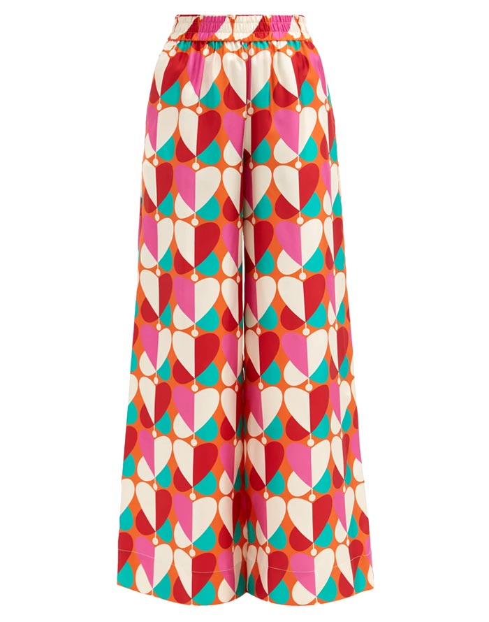 Palazo Geometric-print silk trousers – La Dublej